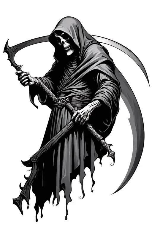 Grim Reaper Holding A Scythe