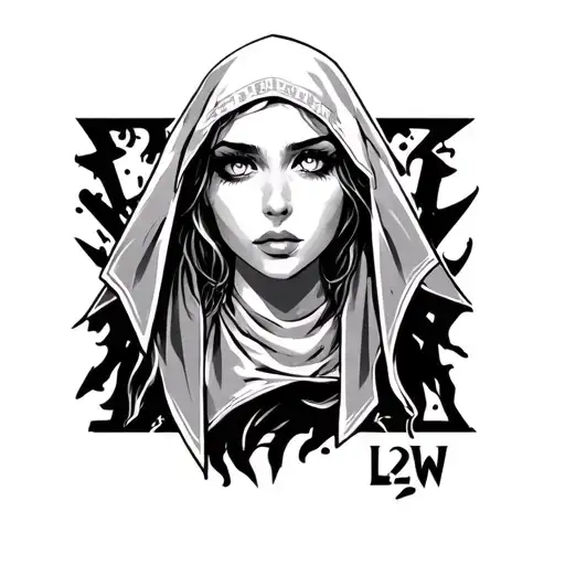 L2w With Wildstyle Graffiti As The Eyes Of A Female With A Religious Hood On