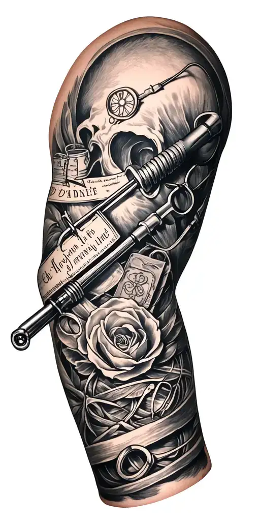 Historical Medical Tools Patchwork Sleeve