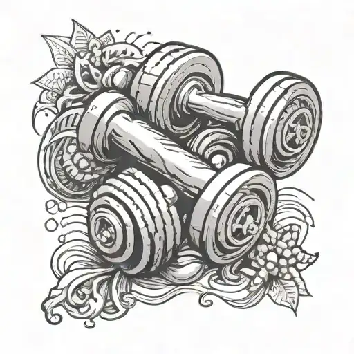 A Gym Dumbbell Intertwined With Beach Waves And Seashells