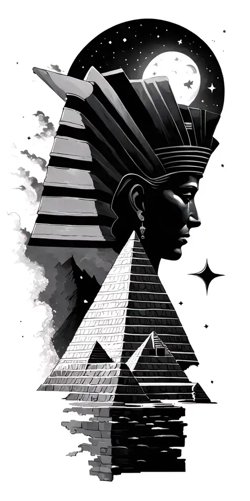 Egyptian Pyramids Night Sky Line