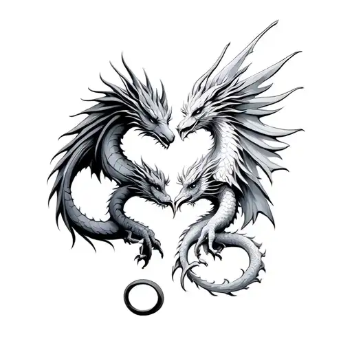 Dragon And Phoenix Creating A Heart