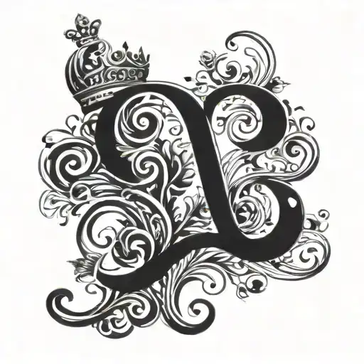 The Letter P Simulating A Vine And Above The P A Crown