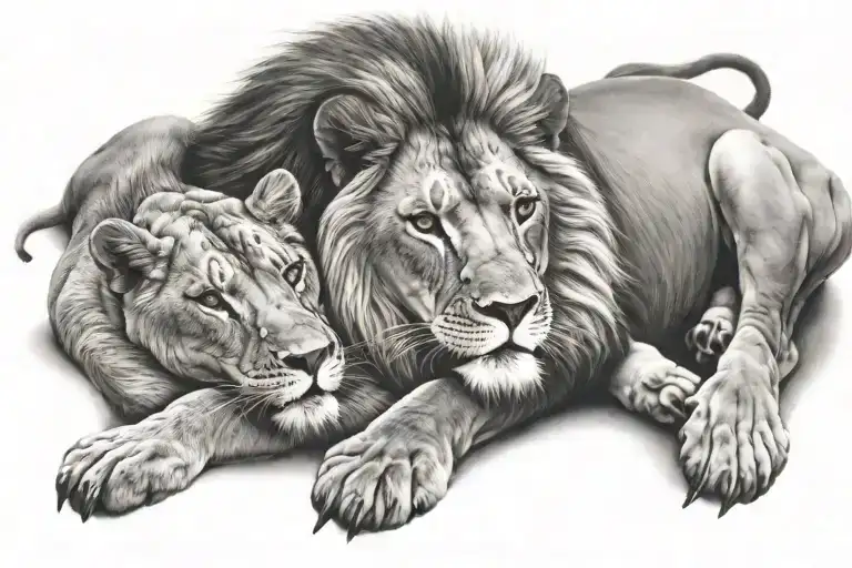Lion And Lamb Laying