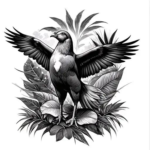 Jungle Background For My Calf Tattoo With Female Cocketail Flying Upwards In The Background