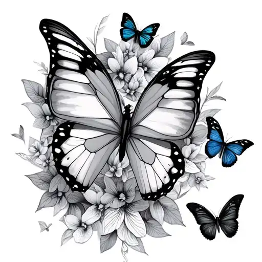 Different Color Butterflies From My Knee Down To My Ankle With Affirmations From My Parents In There