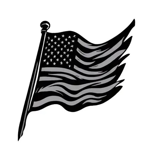 6X3 Inch Wavy Black American Flag