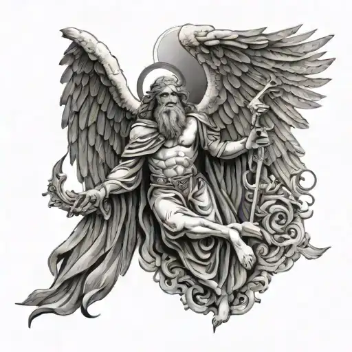 Ezekiel Biblical Angel Tattoo Design Incorporating Elements
