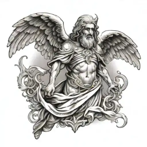 Ezekiel Biblical Angel Tattoo Design Featuring