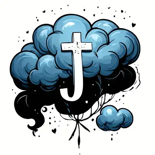 Small Baby Blue Could With A J In The Cloud With A Cross