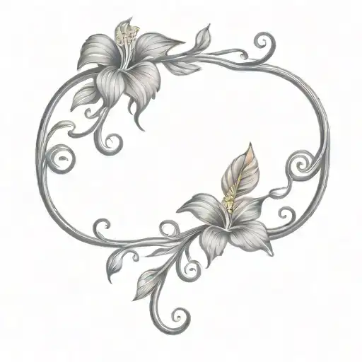 Hibiscus Phoenix With Intertwined Vines The Name Hallett As One Of The Vines