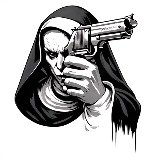 Demonic Nun Finger Gun To Head