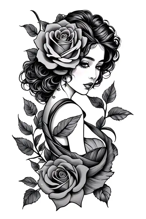 Nadine In Cursive With Rose Wrapped