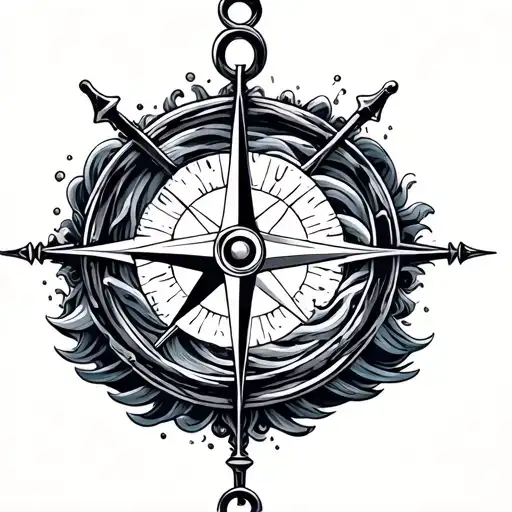 Anchor Compass Water Waves