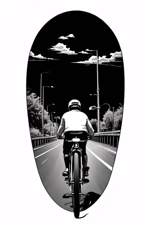 Bicycle On Road Black Grey