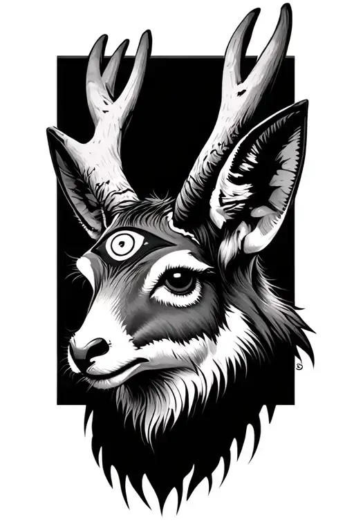 Jackalope Head With Third Eye
