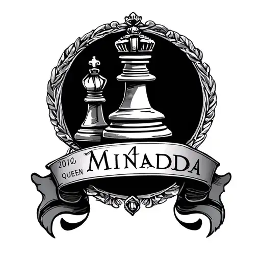 Black Chess Queen With Miranda Written And Roman Numeral Date