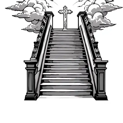 Stairs Of Heaven With A Cross And Clouds Behind It