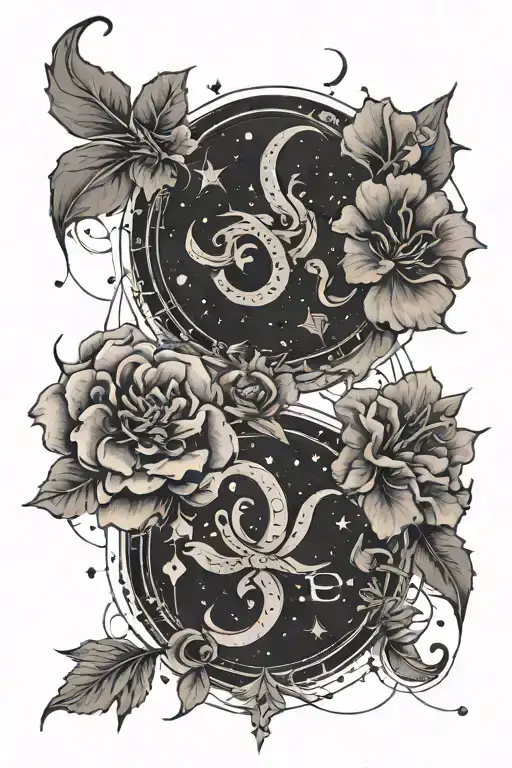 Zodiac Signs Gemini And Scorpio But As The Birth Flower With The Constellation And The Symbol