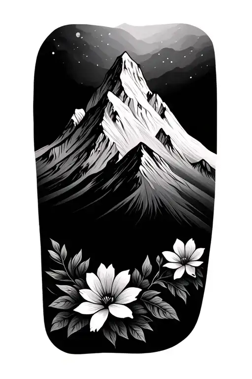 Mountain Lines And Flowers