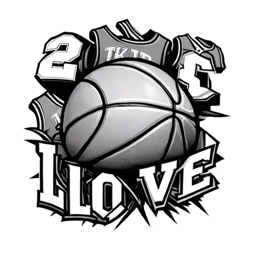 Basketball Made Out Of A Bunch Of Jerseys With The Number 2 And The Word Love