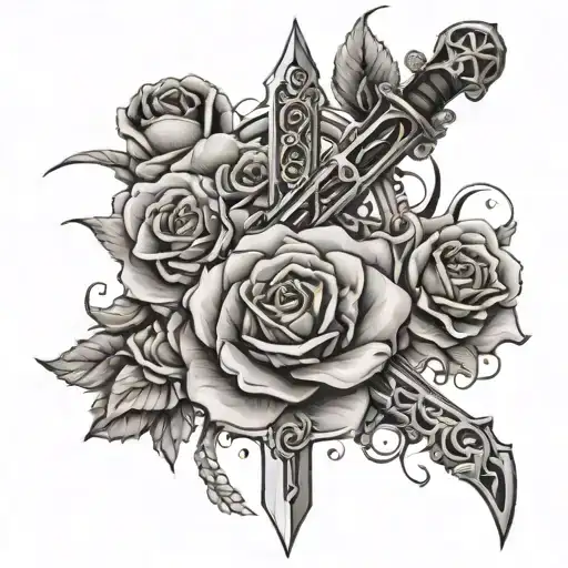 Kitana Sword Intertwined With Rose Surrounded