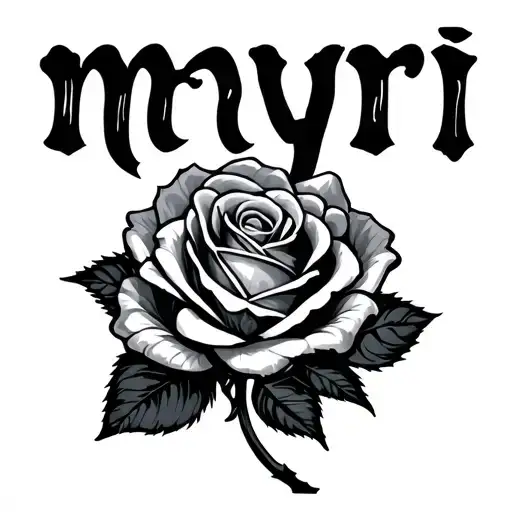 The Text 'Myri' With A Rose That Has Intricate Cybersigilism