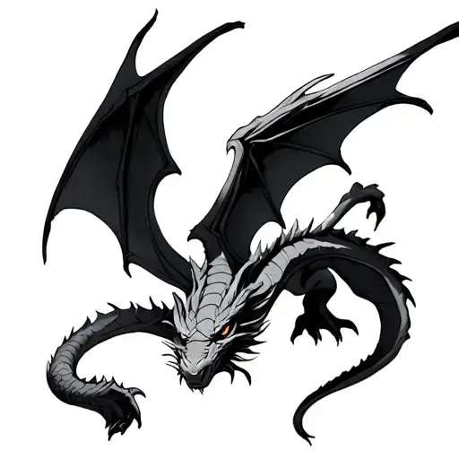 Dragon From With Wings Spread