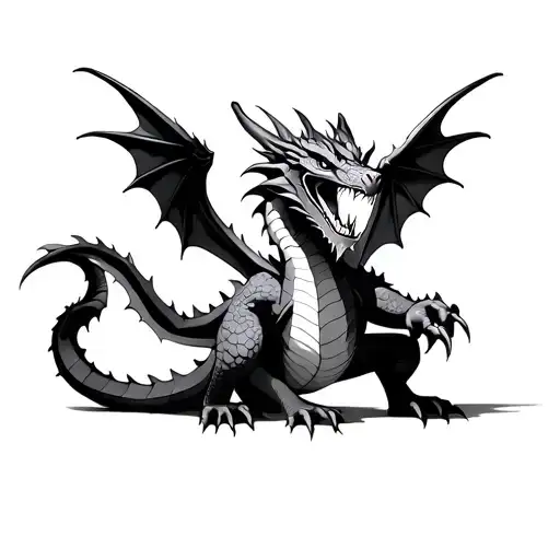 Dragon From Top Down With Wings Spread