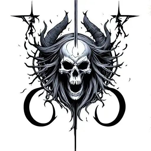Libra Zodiac Sign And Darksiders Death Logo