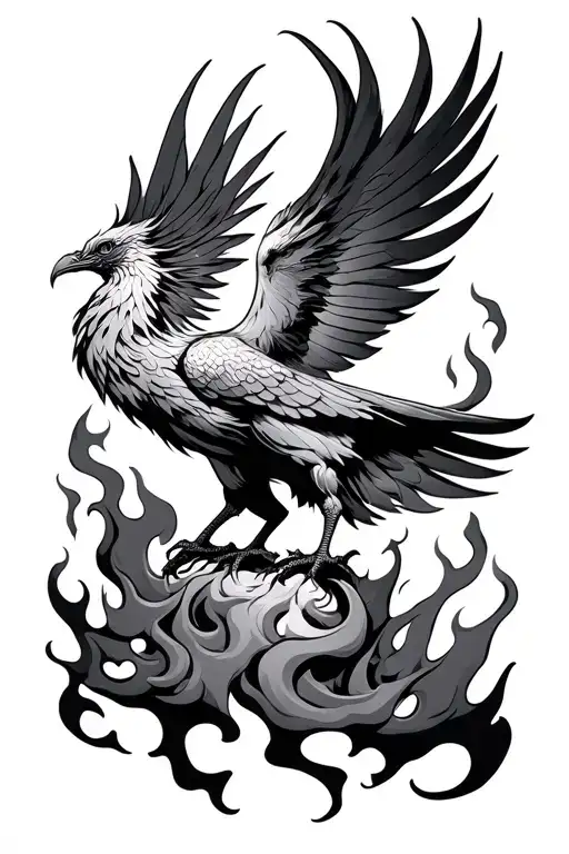 Phoenix Rising From Flames And Ashes