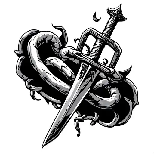Devil Sword And Chain Forming The Shape