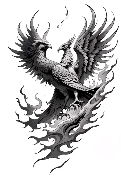 Phoenix Rising From Flame Like Wings