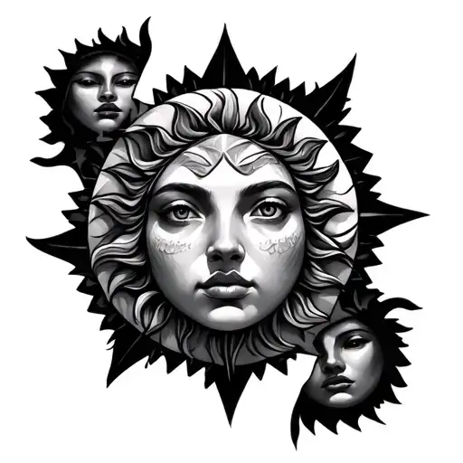 Star And Sun With Faces