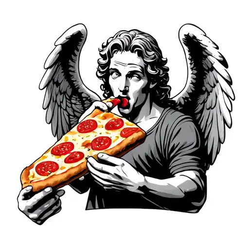 Angel Koolaid Man Eating Frozen Pizza
