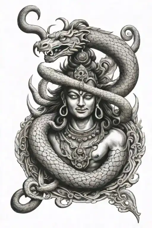 Shiva's Trishul With Snake Wrapped