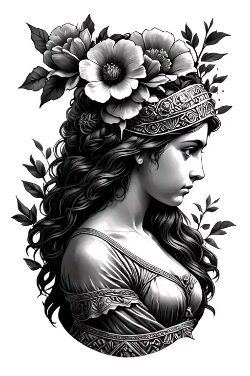 Athena With Flowers