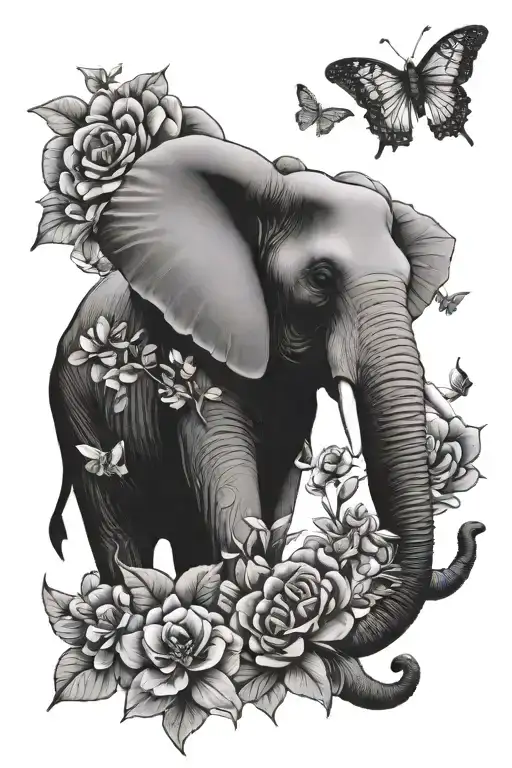 Elephant With Flowers