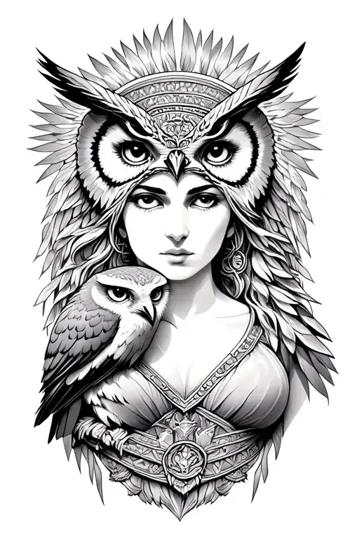 Athena The Goddess With Her Owl