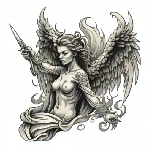 Angel With Wings On Fire