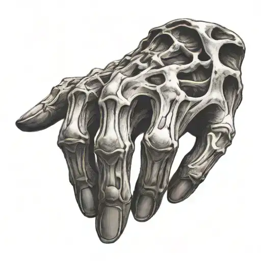 Skeleton Finger Touching Human Finger Tips Touch