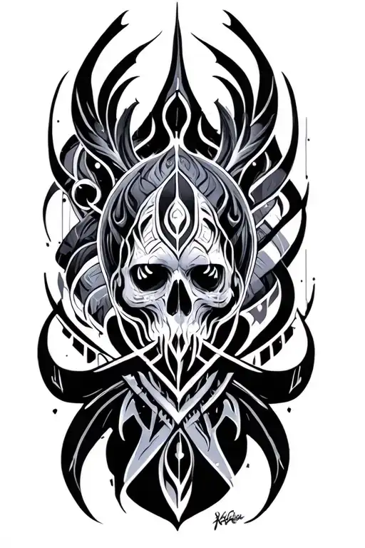 Gothic Inspired Tattoo With Cyber Tribal