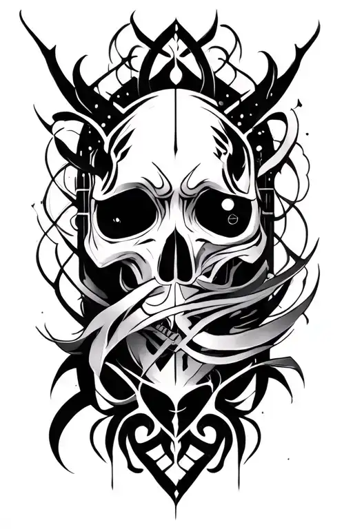 Gothic Inspired Tattoo With Cyber Tribal