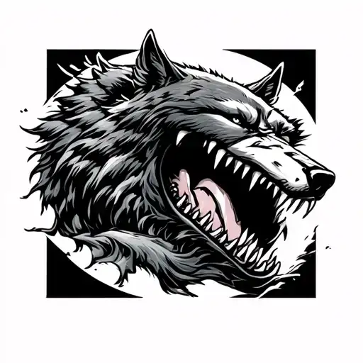 Man Crawling Out Of Wolf Jaws