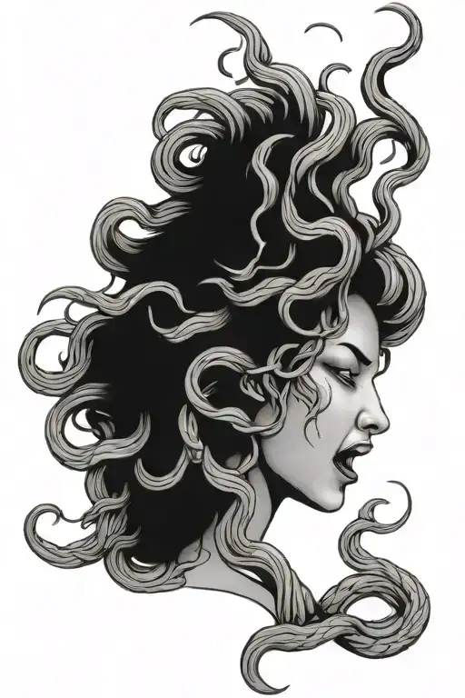 Side Profile Of A Screaming Crying Medusa