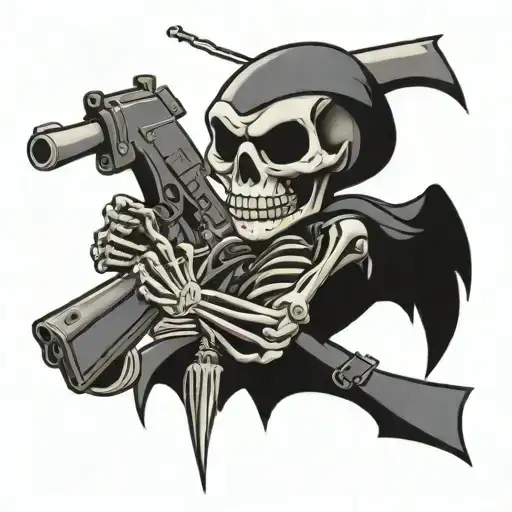 Looney Tunes Style Skeleton Holding Ak47