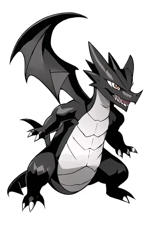 Charizard And Gengar Tattoo In Black