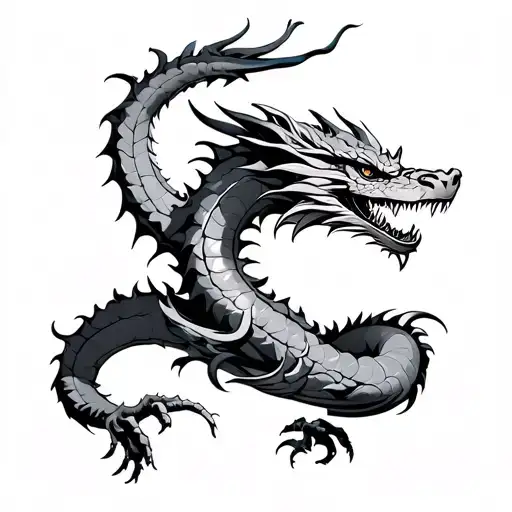 Dragon On Shoulder Back Anf Chest