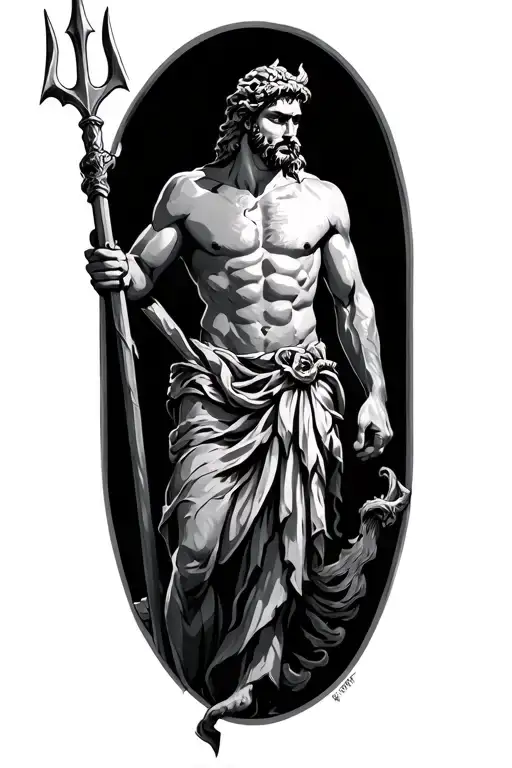 Poseidon Holding The Trident