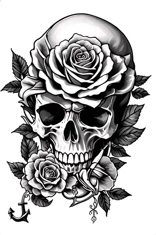 Skull Roses Anchors